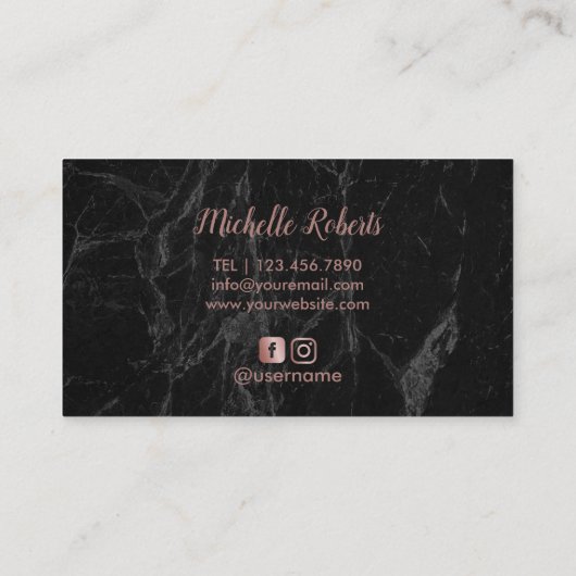 Hair Stylist Roos Gold Typography Moderne marble Visitekaartje (Achterkant)