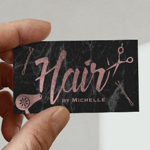 Hair Stylist Roos Gold Typography Moderne marble Visitekaartje