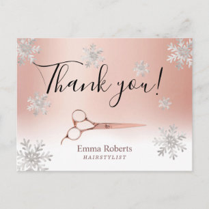 Hair Stylist Roos Gold Winter Snowflakes Hartelijk Briefkaart
