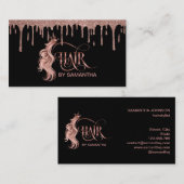 Hair stylist roos goudtipografie haarverlenging visitekaartje (Voorkant / Achterkant)