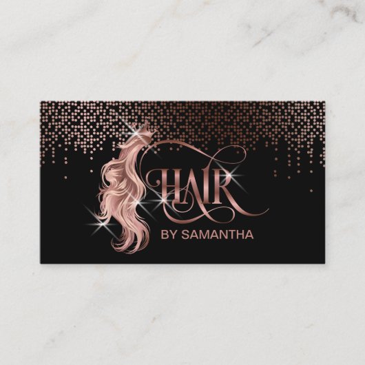 Hair stylist roos goudtypografie haarverlenging b. visitekaartje (Voorkant)