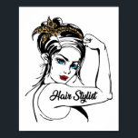 Hair Stylist Rosie The Riveter Leopard Cheetah Poster<br><div class="desc">Dit grappige vrouw barber haar stylist haarkapper is "haarstylist".</div>