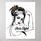 Hair Stylist Rosie The Riveter Leopard Cheetah Poster (Voorkant)