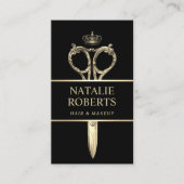 Hair Stylist Royal Gold Scissor Beauty Salon Black Afsprakenkaartje (Voorkant)