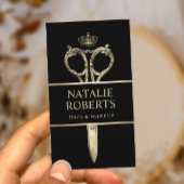 Hair Stylist Royal Gold Scissor Beauty Salon Black Afsprakenkaartje