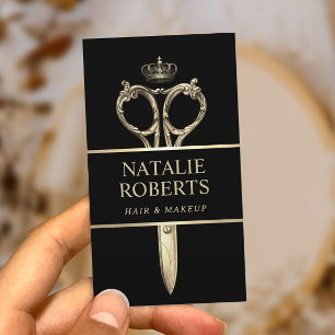 Hair Stylist Royal Gold Scissor Beauty Salon Black Afsprakenkaartje