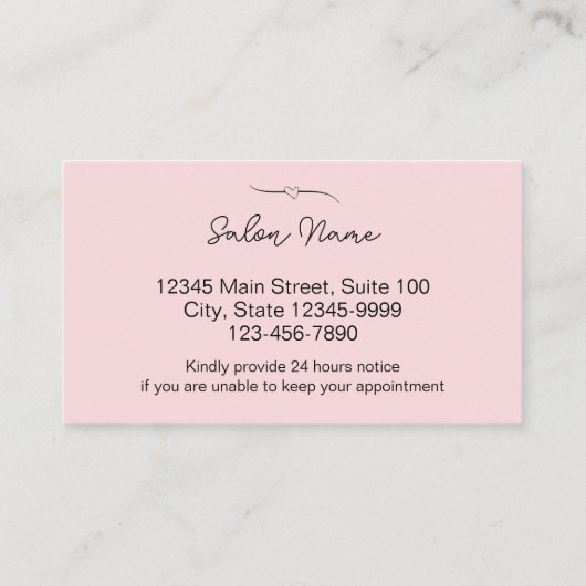 Hair Stylist Roze en Zwarte Naam Script Your Next Afsprakenkaartje (Achterkant)