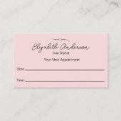 Hair Stylist Roze en Zwarte Naam Script Your Next Afsprakenkaartje (Voorkant)