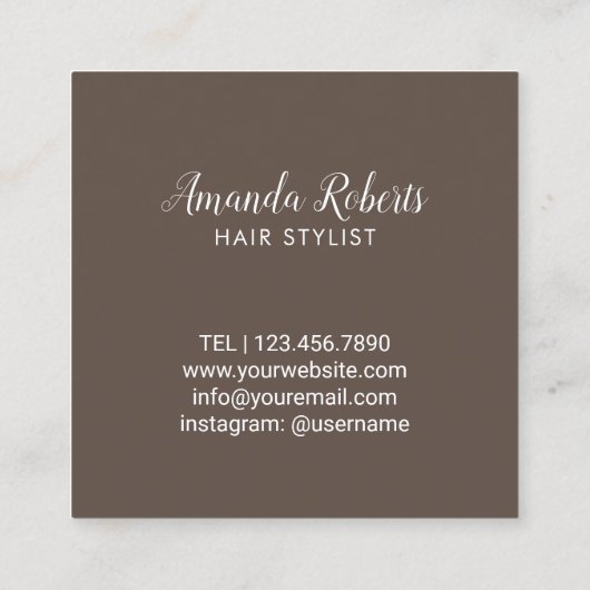 Hair Stylist Rustic Monogram Scissor Logo Vierkante Visitekaartje (Achterkant)