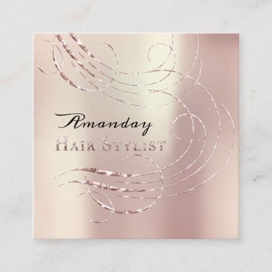 Hair Stylist Salon Appointment Card Roos Gold Vierkante Visitekaartje (Voorkant)