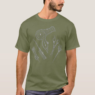 Hair Stylist Salon Apron Rhinestone Scissor Comb T-shirt