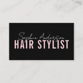 Hair Stylist Salon Black and Pink QR Code Visitekaartje (Voorkant)