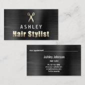 Hair Stylist Salon Black Gold Appointcard Visitekaartje (Voorkant / Achterkant)