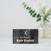 Hair Stylist Salon Black Gold Appointcard Visitekaartje (Staand voorkant)