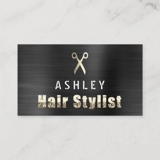 Hair Stylist Salon Black Gold Appointcard Visitekaartje (Voorkant)