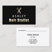 Hair Stylist Salon Black White Appointcard Visitekaartje (Voorkant / Achterkant)