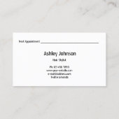 Hair Stylist Salon Black White Appointcard Visitekaartje (Achterkant)