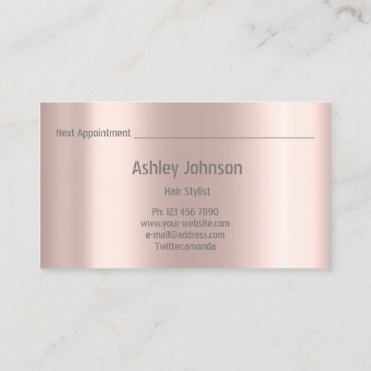 Hair Stylist Salon Blush Pink Appointcard Visitekaartje (Achterkant)