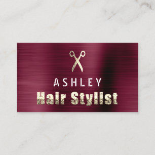 Hair Stylist Salon Burgundy Gold Appointment Card Visitekaartje