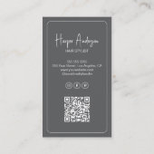 Hair Stylist Salon Custom Photo QR Gray Visitekaartje (Achterkant)