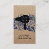 Hair Stylist Salon  Floral Rustic Kraft Visitekaartje (Achterkant)