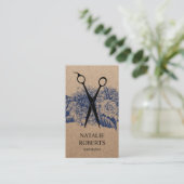 Hair Stylist Salon  Floral Rustic Kraft Visitekaartje (Staand voorkant)