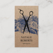 Hair Stylist Salon  Floral Rustic Kraft Visitekaartje (Voorkant)