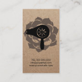 Hair Stylist Salon Flower & Scissor Rustic Kraft Visitekaartje (Achterkant)