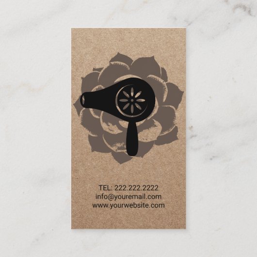 Hair Stylist Salon Flower & Scissor Rustic Kraft Visitekaartje (Achterkant)