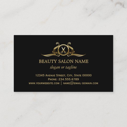 Hair Stylist Salon Gold Luxury Scissors Logo Visitekaartje (Achterkant)