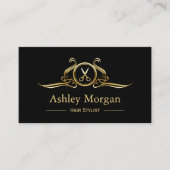 Hair Stylist Salon Gold Luxury Scissors Logo Visitekaartje (Voorkant)