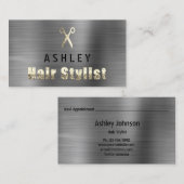 Hair Stylist Salon Gray Silver Appointment Card Visitekaartje (Voorkant / Achterkant)