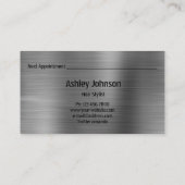 Hair Stylist Salon Gray Silver Appointment Card Visitekaartje (Achterkant)