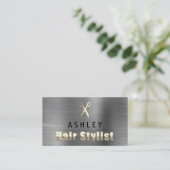 Hair Stylist Salon Gray Silver Appointment Card Visitekaartje (Staand voorkant)