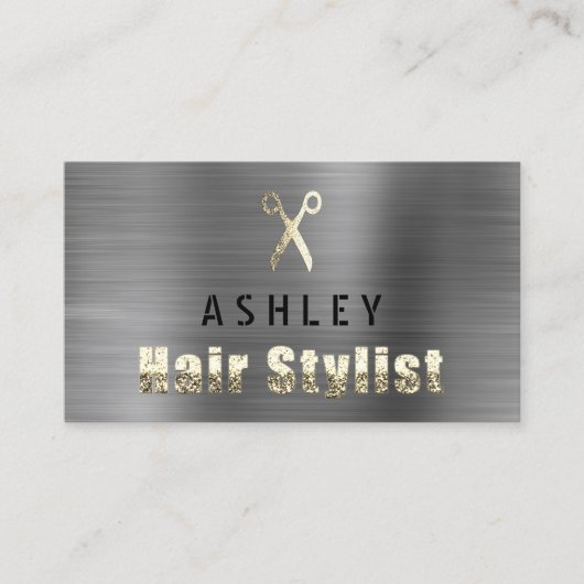 Hair Stylist Salon Gray Silver Appointment Card Visitekaartje (Voorkant)