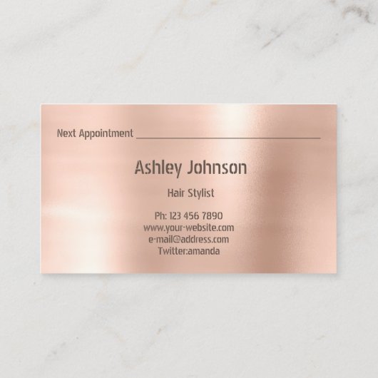 Hair Stylist Salon Makeup Lash Appointes Blush Visitekaartje (Achterkant)