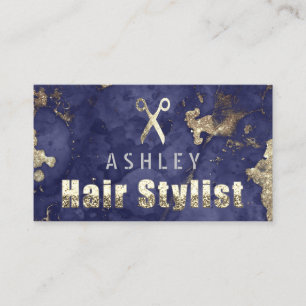 Hair Stylist Salon Marble Blue Appointment Card Visitekaartje