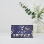 Hair Stylist Salon Marble Blue Appointment Card Visitekaartje (Staand voorkant)