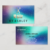 Hair Stylist Salon Navy Gold Confetti Benoeming Visitekaartje (Voorkant / Achterkant)