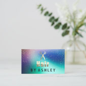 Hair Stylist Salon Navy Gold Confetti Benoeming Visitekaartje (Staand voorkant)