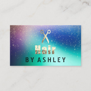Hair Stylist Salon Navy Gold Confetti Benoeming Visitekaartje