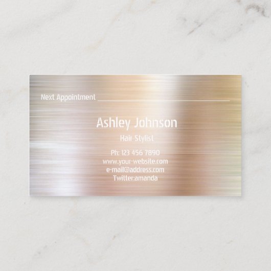 Hair Stylist Salon Roos Gold Appointment Card Visitekaartje (Achterkant)