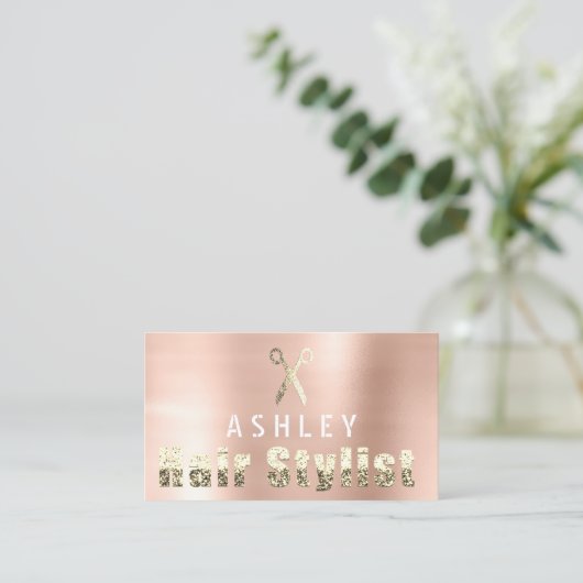 Hair Stylist Salon Roos Gold Appointment Card Visitekaartje (Staand voorkant)