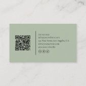 Hair Stylist Salon Sage Green QR Code Visitekaartje (Achterkant)