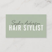 Hair Stylist Salon Sage Green QR Code Visitekaartje (Voorkant)