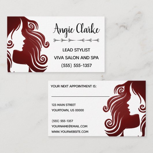 Hair Stylist Salon Silhouette Business/ Afsprakenkaartje (Voorkant / Achterkant)