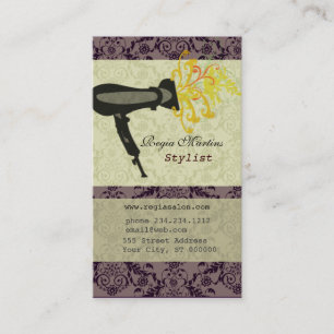 Hair Stylist Salon Spa Blossom Damask Hair Dryer Afsprakenkaartje