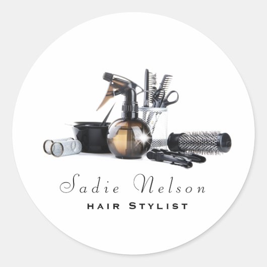 Hair stylist Salon Tools Beauty Business Ronde Sticker (Voorkant)
