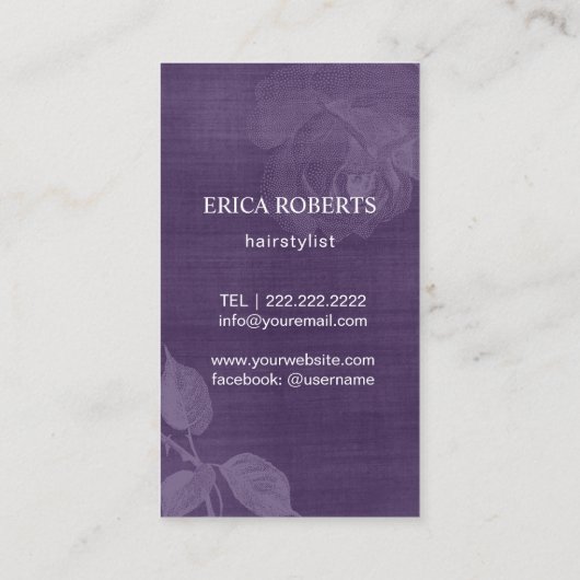 Hair Stylist  Scissor Botanisch Paars Visitekaartje (Achterkant)
