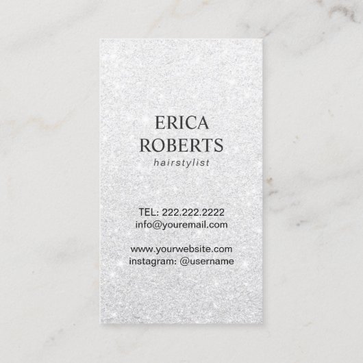 Hair Stylist Scissor & Bow Modern Silver Salon Visitekaartje (Achterkant)